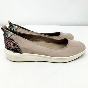 Naturalizer Womens Harris Slip-On Sneakers Size 8.5 Taupe Tan Snake Skin NWOB